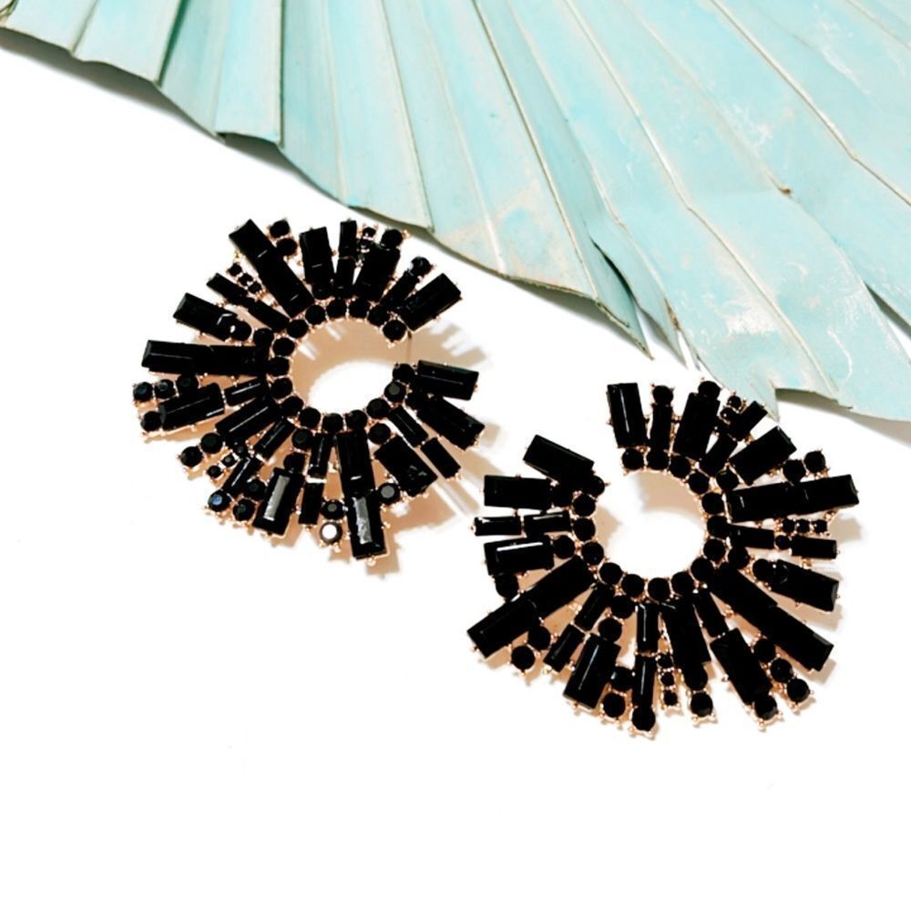 Black rhinestones earrings S126
